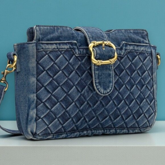 Patricia Nash Washed Woven Denim Verenetta Crossbody - New - Picture 4 of 7